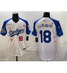 Men Los Angeles Dodgers 18 Yoshinobu Yamamoto White Royal 2025 World Series Champions Patch Tokyo Series Limited Stitched Baseball Jersey Men Los Angeles Dodgers 18 Yoshinobu Yamamoto White Royal 2025 World Series Champions Patch Tokyo Series Limited Stitched Baseball Jersey
