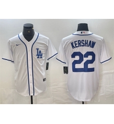 Men Los Angeles Dodgers 22 Clayton Kershaw White Cool Base Stitched Baseball Jersey