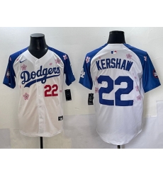 Men Los Angeles Dodgers 22 Clayton Kershaw White Royal 2025 Tokyo Series Limited Stitched Baseball Jersey