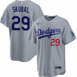 Men Los Angeles Dodgers  29 Tarik Skubal Grey Cool Base Stitched Baseball Jerseys