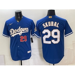 Men Los Angeles Dodgers  29 Tarik Skubal Royal 2026 Gold Collection Stadium Stitched Baseball Jersey