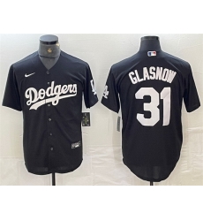 Men Los Angeles Dodgers 31 Tyler Glasnow Black Cool Base Stitched Baseball Jersey