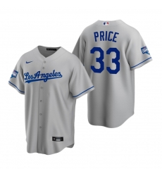 Men Los Angeles Dodgers 33 David Price Gray 2020 World Series Champions Road Replica Jersey