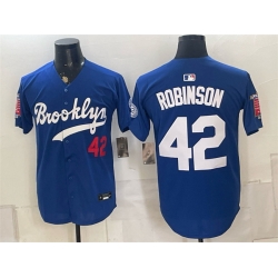 Men Los Angeles Dodgers  42 Jackie Robinson Blue With Patch Stitched Baseball Jersey