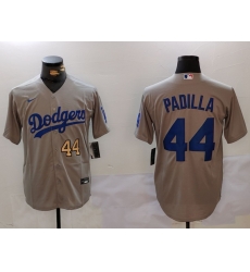 Men Los Angeles Dodgers 44 Vicente Padilla Grey Cool Base Stitched Baseball Jersey 10