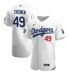 Men Los Angeles Dodgers 49 Blake Treinen Men Nike White Home 2020 World Series Bound Flex Base Player MLB Jersey