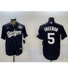 Men Los Angeles Dodgers 5 Freddie Freeman Black 2024 World Series Cool Base Stitched Baseball Jersey 1