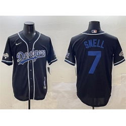 Men Los Angeles Dodgers 7 Blake Snell Black 2024 World Series Champions Cool Base Stitched Baseball Jersey 1