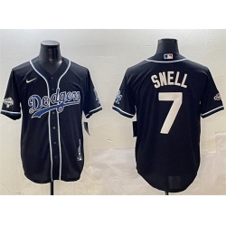 Men Los Angeles Dodgers 7 Blake Snell Black 2024 World Series Champions Cool Base Stitched Baseball Jersey