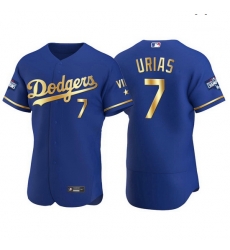 Men Los Angeles Dodgers 7 Julio Urias Men Nike Authentic 2021 Gold Program World Series Champions MLB Jersey Royal