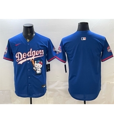 Men Los Angeles Dodgers Blank Royal Hello Kitty Night 2025 World Series Champions Patch Stitched Baseball Jersey