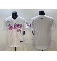 Men Los Angeles Dodgers Blank White Hello Kitty Night Stitched Baseball Jersey