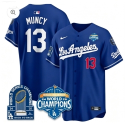 Men Los Angeles Dodgers Max Muncy #13 Blue Back To Back Champions Flex Base Jersey