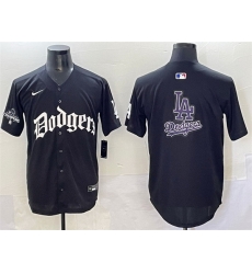 Men Los Angeles Dodgers Team Big Logo Black 2025 LA Gothic Style With 2024 World Series Champions Patch Vapor Premier Limited Stitched Baseball Jersey Men Los Angeles Dodgers Team Big Logo Black 2025 LA Gothic Style With 2024 World Series Champions Patch Vapor Premier Limited Stitched Baseball Jersey