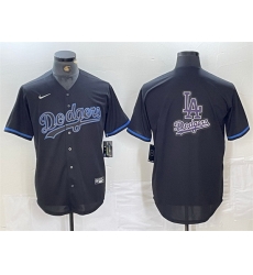 Men Los Angeles Dodgers Team Big Logo Black Fashion Stitched Baseball Jersey 004