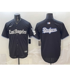 Men Los Angeles Dodgers Team Big Logo Black  Gothic Edition  Vapor Premier Limited Stitched Baseball Jersey 001