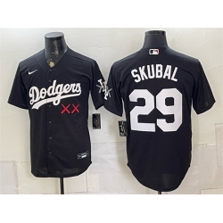 Men Los Angeles Dodgers x KAWS  29 Tarik Skubal Black Vapor Premier Limited Stitched Baseball Jersey