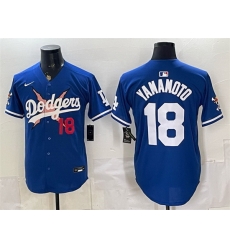 Men Los Angeles Dodgers x One Piece  18 Yoshinobu Yamamoto Royal Vapor Premier Limited Stitched Baseball Jersey