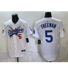 Men Los Angeles Dodgers x One Piece  5 Freddie Freeman White Vapor Premier Limited Stitched Baseball Jersey