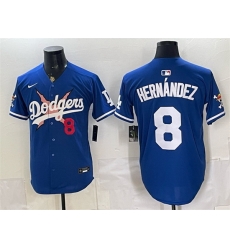 Men Los Angeles Dodgers x One Piece  8 Enrique Hernandez Royal Vapor Premier Limited Stitched Baseball Jersey