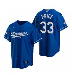 Men Los Angeles Dodgers33  David Price Royal 2020 World Series Champions Replica Jersey