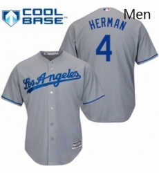 Mens Majestic Los Angeles Dodgers 4 Babe Herman Replica Grey Road Cool Base MLB Jersey