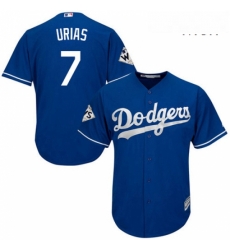 Mens Majestic Los Angeles Dodgers 7 Julio Urias Replica Royal Blue Alternate 2017 World Series Bound Cool Base MLB Jersey