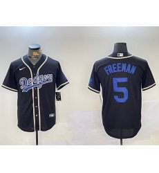 men los angeles dodgers 5 freddie freeman black 2024 world series cool base stitched baseball jersey II