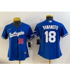 Women Los Angeles Dodgers  18 Yoshinobu Yamamoto Royal Alternate Stadium Stitched Baseball Jersey