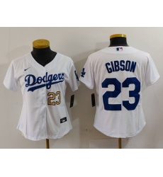 Women Los Angeles Dodgers 23 Kirk Gibson White Stitched Jersey 5