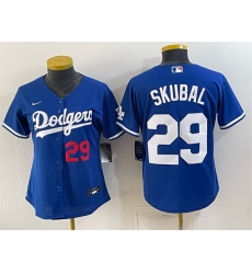 Women Los Angeles Dodgers  29 Tarik Skubal Royal Cool Base Stitched Baseball Jersey