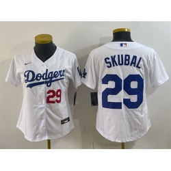 Women Los Angeles Dodgers  29 Tarik Skubal White Cool Base Stitched Baseball Jersey