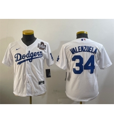 Women Los Angeles Dodgers 34 Fernando Valenzuela White 2024 World Series Cool Base Stitched Baseball Jersey