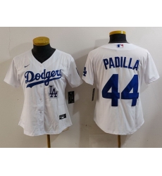 Women Los Angeles Dodgers 44 Vicente Padilla White Stitched Jersey 5