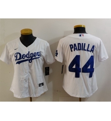 Women Los Angeles Dodgers 44 Vicente Padilla White Stitched Jersey