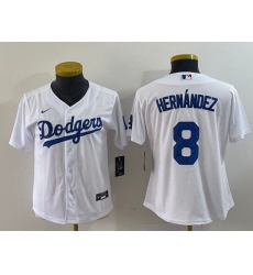 Women Los Angeles Dodgers 8 Enrique Hernandez White Stitched Jersey