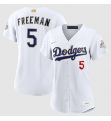 Women Los Angeles Dodgers Freddie Freeman Nike White 2026 Gold Collection Stadium Jersey