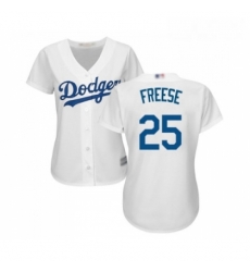 Womens Los Angeles Dodgers 25 David Freese Authentic White Home Cool Base Baseball Jersey 