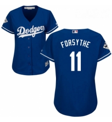 Womens Majestic Los Angeles Dodgers 11 Logan Forsythe Replica Royal Blue Alternate 2017 World Series Bound Cool Base MLB Jersey 