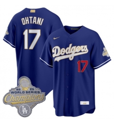 Youth Los Angeles Dodgers  17 Shohei Ohtani Royal 2026 Alternate Gold Collection Stadium Stitched Baseball Jersey