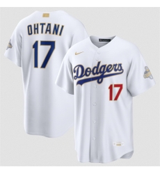 Youth Los Angeles Dodgers  17 Shohei Ohtani White 2026 Gold Collection Stadium Stitched Baseball Jersey