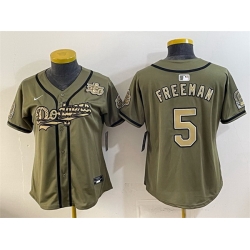 Youth Los Angeles Dodgers  5 Freddie Freeman Olive 2026 Armed Forces Day Stitched Baseball Jersey