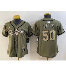 Youth Los Angeles Dodgers 50 Mookie Betts Olive 2026 Military Appreciation Game Day Stitched Baseball Jersey Youth Los Angeles Dodgers 50 Mookie Betts Olive 2026 Military Appreciation Game Day Stitched Baseball Jersey