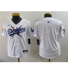 Youth Los Angeles Dodgers x One Piece Blank White Vapor Premier Limited Stitched Baseball Jersey