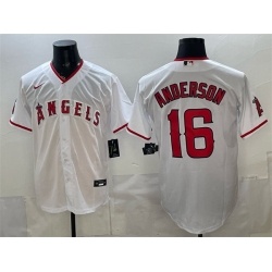 Men Los Angeles Angels  16 Garret Anderson White Stitched Baseball Jersey