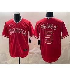 Men Los Angeles Angels 5 Albert Pujols Red Stitched Baseball Jersey Men Los Angeles Angels 5 Albert Pujols Red Stitched Baseball Jersey
