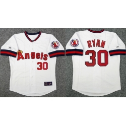 Men Los Angeles Angels Nolan Ryan 30 Majestic Home White Stitched MLB Jersey I