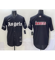 Men Los Angeles Angels Team Big Logo Black  27Gothic Halo Edition 27 Vapor Limited Stitched Baseball Jersey