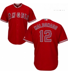 Mens Majestic Los Angeles Angels of Anaheim 12 Martin Maldonado Replica Red Alternate Cool Base MLB Jersey