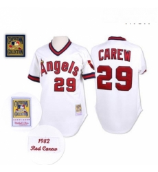 Mens Mitchell and Ness Los Angeles Angels of Anaheim 29 Rod Carew Authentic White Throwback MLB Jersey